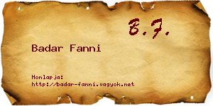 Badar Fanni névjegykártya